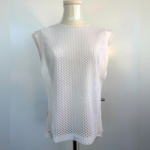 White Sleeveless Mesh Top